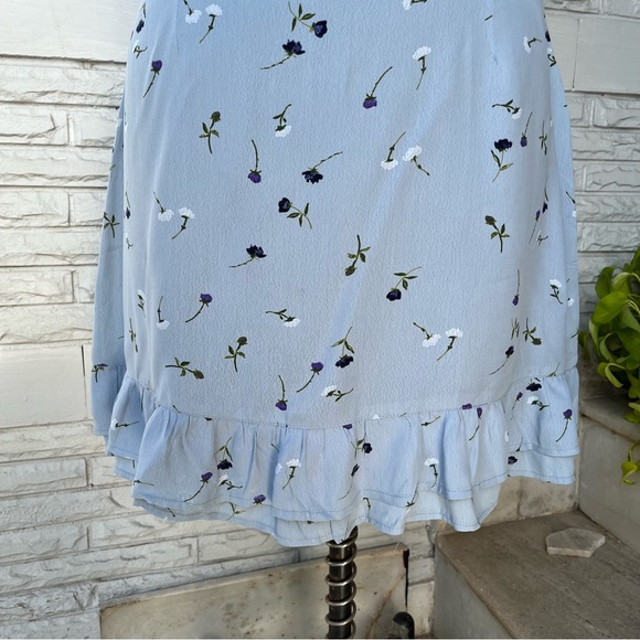NWOT Powder Blue Floral Mini Dress - Picture 7 of 8